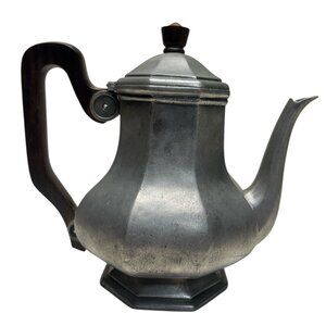 French Pewter Tea Pot Les Etains Le Paris Handle 7" Antique Made In France